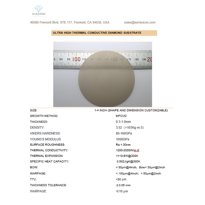 Ultra High Thermal Conductive Diamond Wafer